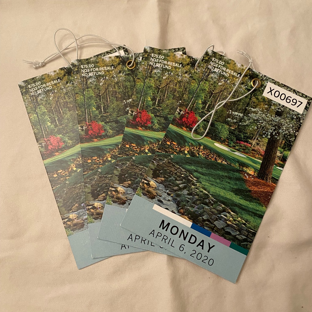 Masters Golf Tournament Tickets  April 6 2020